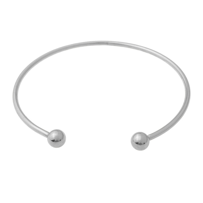 Wholesale Simple and versatile smooth surface bracelet, silver plated bracelet, C-shaped double bead adjustable size