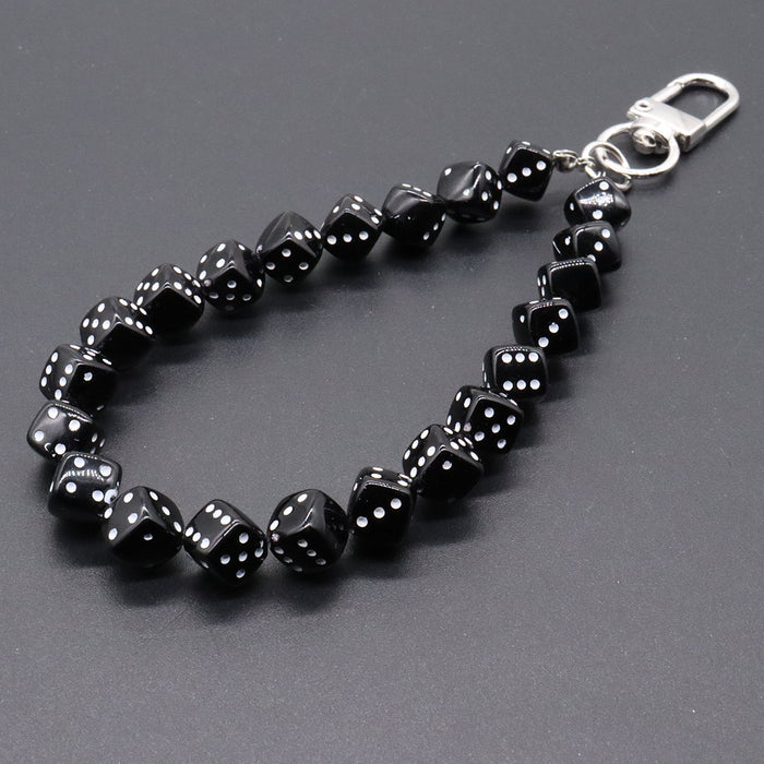 Wholesale Alloy Door Buckle Black 8 Dice Lanyard Ins Phone Chain Keychain Pendant Bag Water Bottle Lanyard Accessory