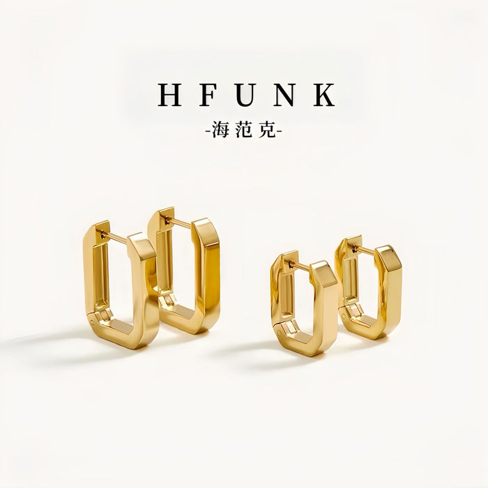 Wholesale Minimalist Non-Fading Earrings for Women Niche Design Rectangular Cold Style New Hot Style Accessible Luxury Earrings Ear Buckles