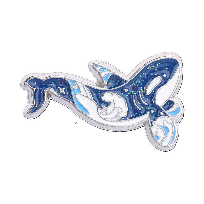 Wholesale Zinc Alloy Enamel Blue Ocean Animal Brooch Whale Orca Seahorse Wave Design Trendy Jewelry Accessory For Resale