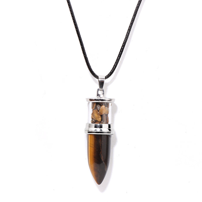 Wholesale Bullet shaped pendant necklace with inlaid embellishments