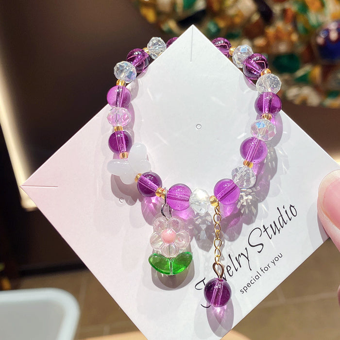 Wholesale Trendy Girls Flower Glass Beaded Bracelet Travel Souvenir Jewelry Accessory MOQ≥3