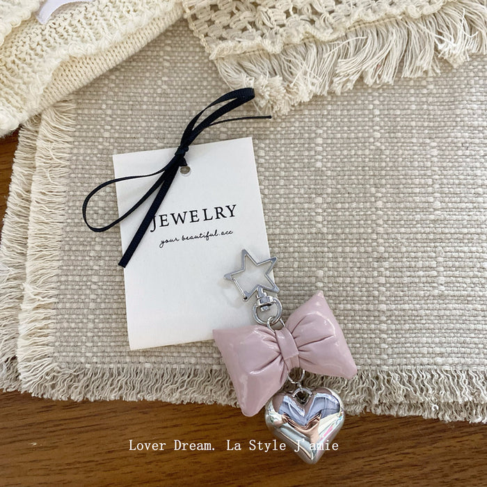 Wholesale  silver Love Five-pointed Star  Leather Bow Bag Pendant