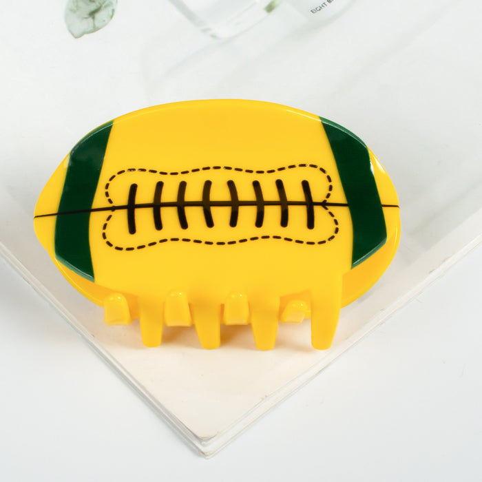 Wholesale Rugby Clamp Ball Hair Clip Printing Acrylic Headwear Hairpin Shark Clip