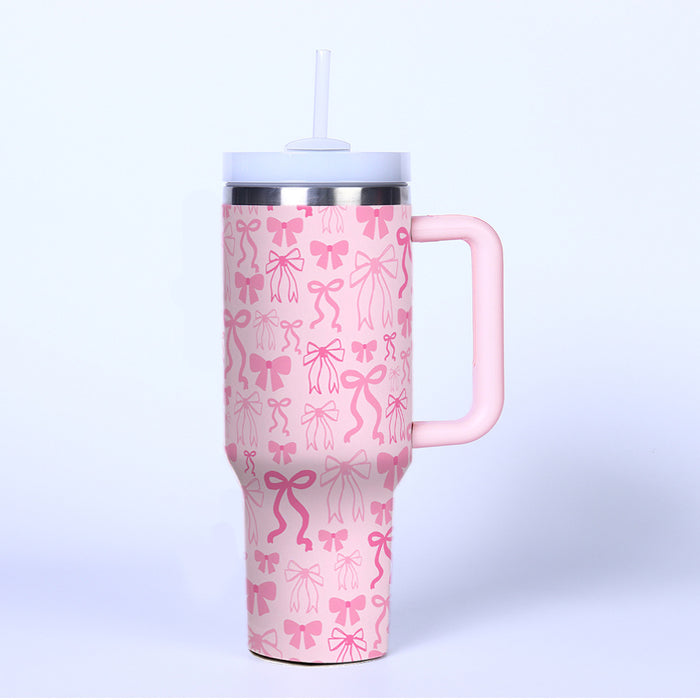Wholesale Cross-Border 40oz Second Generation Car Cup Large Capacity Cup Cold Stainless Steel Thermos Cup Outdoor Cherry Strawberry Ice Cup