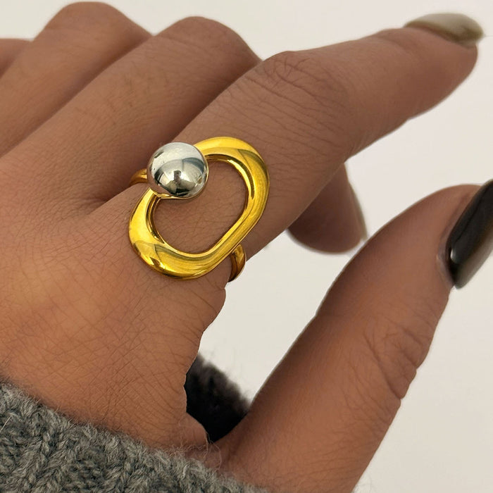 Wholesale Stainless Steel Hollow Circle Steel Ball Open Ring Simple Jewelry