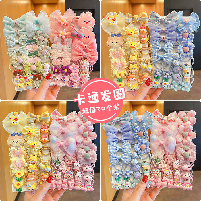 Wholesale A set of 20 Cute cartoon bow hair scrunchies  for kids