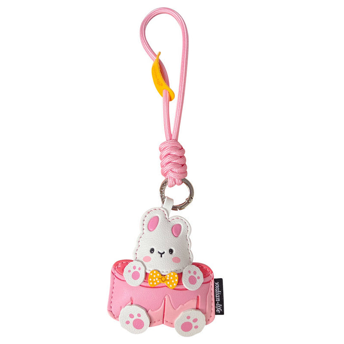 Wholesale Creative PU Leather Mooncake Rabbit Keyring Cute Moon Rabbit Bag Charm For Couples Mid Autumn Gift