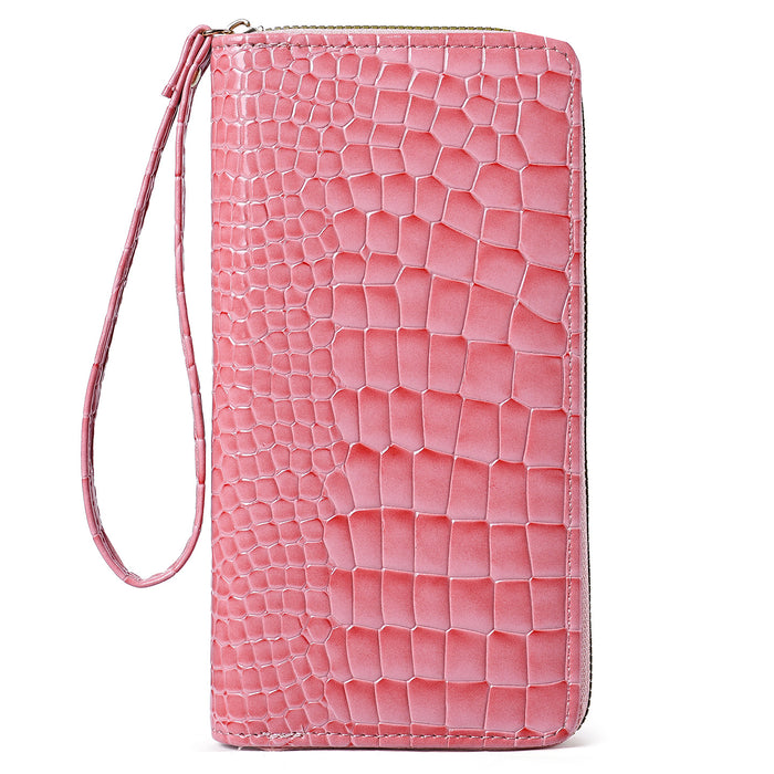 Wholesale Wine Red Crocodile Pattern Long Wallet For Women Stylish PVC Multi Pocket Zip Clutch Fashion Accessory For Gift Boutique Resale