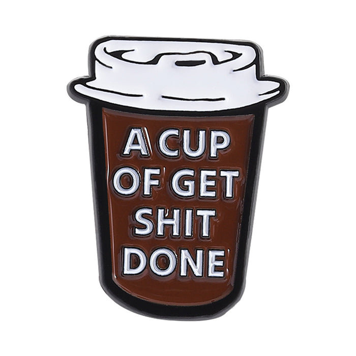 Wholesale Cartoon Coffee Cup Shape Brooch Pin Set Zinc Alloy Decorative Accent