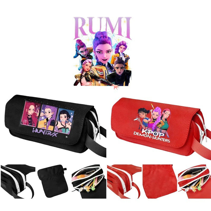 Wholesale Cartoon Print Large Capacity Double-Layer Handheld Pencil Case Stationery Bag Pencil Bag