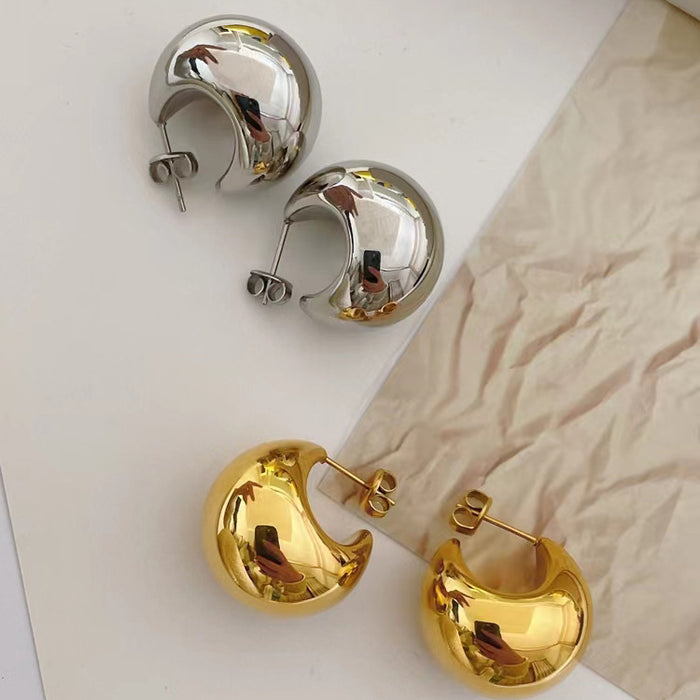 Wholesale Metal polished semi-circular brass earrings