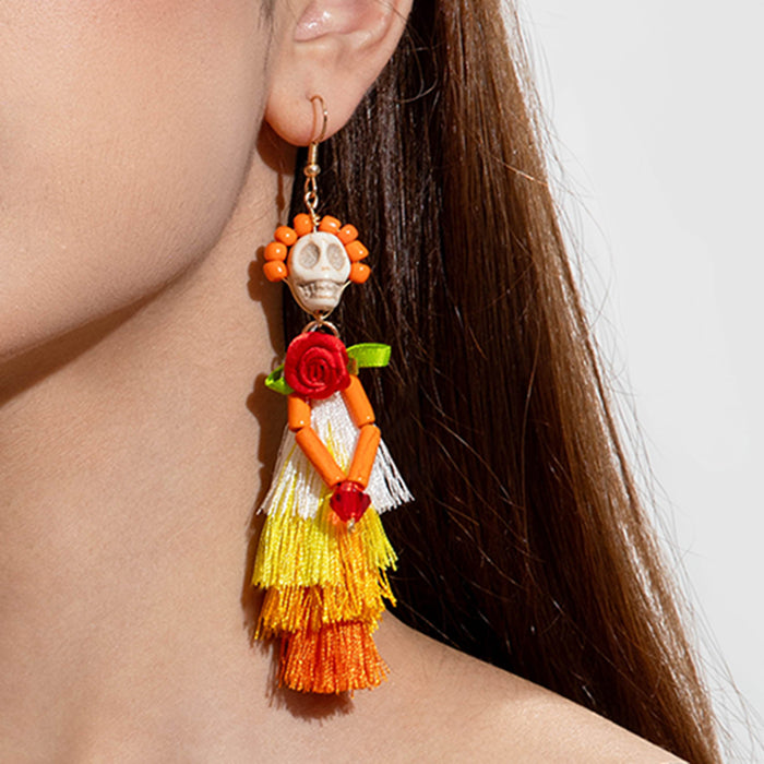 Wholesale Resin Skull Earrings Punk Hip Hop Handmade Jewelry Accessory MOQ≥2