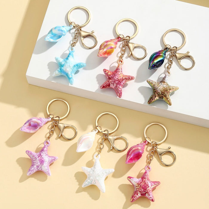 Wholesale Marine Life Watercolor Starfish Keychain