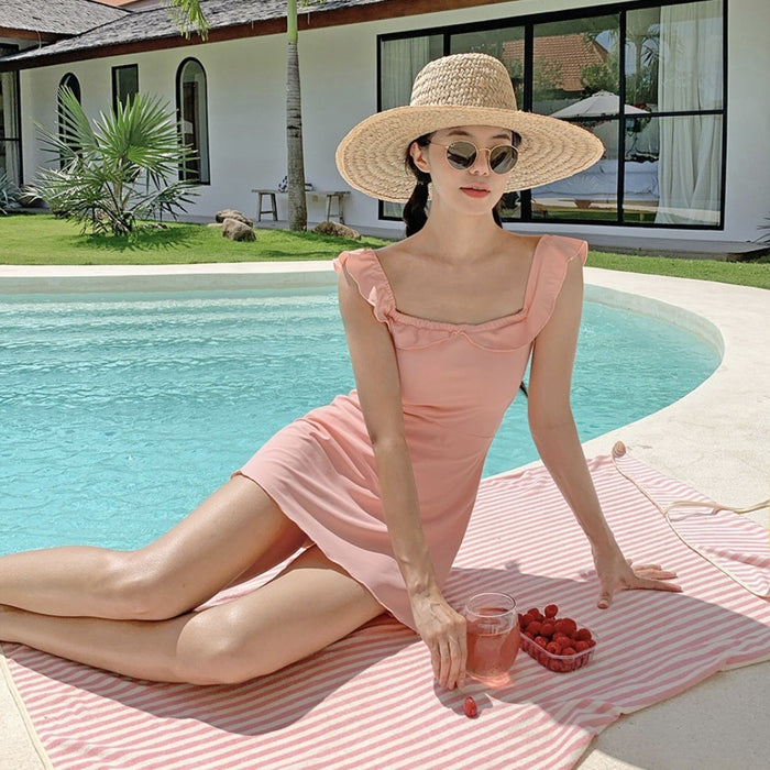 Wholesale New vacation hot spring swimsuit with a slimming one-piece skirt style swimsuit that covers the skin