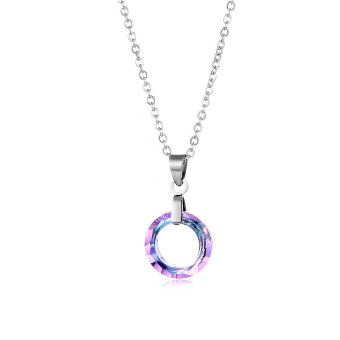 Wholesale Popular jewelry, crystal pendant, stainless steel short necklace, collarbone chain