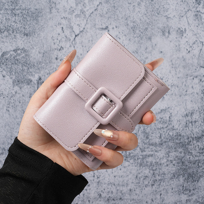 Wholesale Women' s Solid Color PU Leather Short Wallet Daily Matching Fashion Accessory