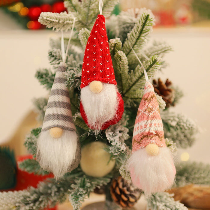 Wholesale Christmas Decorations Christmas Knitted Small Pendant Christmas Tree Faceless Old Man Doll Pendant Small Hanging