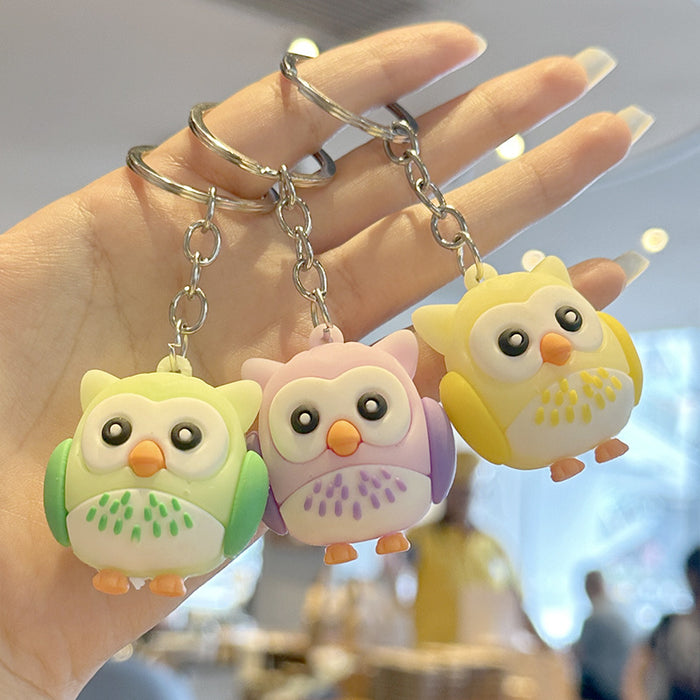 Wholesale  Cartoon  PVC Animal Owl Pendant Car Keychain Bag Pendant