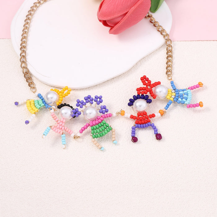 Wholesale Beads Interesting Three-Dimensional Little Man Clavicle Chain Casual Cute