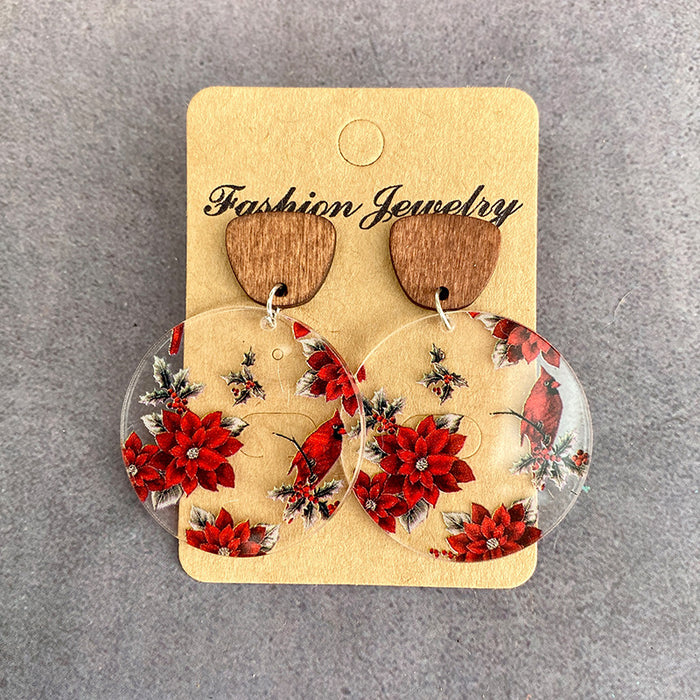 Wholesale Christmas earrings acrylic printing colorful lights snowflake holiday earrings fashion hollow earrings
