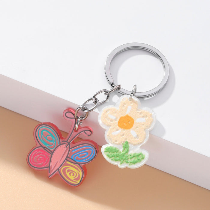 Wholesale Acrylic Yellow Sunflower Keychain JDC-KC-RongR015