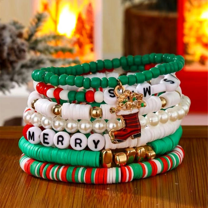 Wholesale Christmas jewelry colorful mixed color polymer clay bracelet