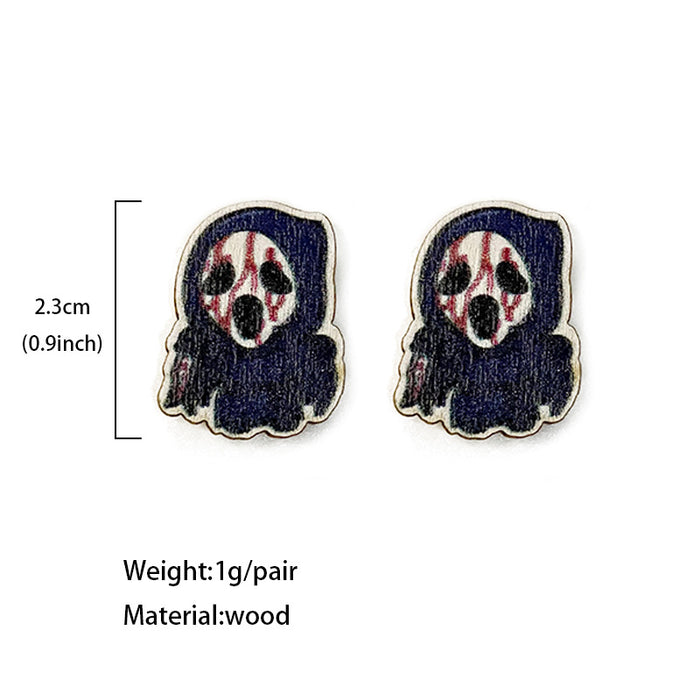 Wholesale  wooden stud earrings printing exaggerated holiday earrings