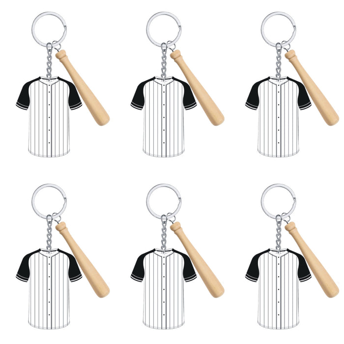 Wholesale 18PCS White and Yellow Acrylic Jersey Baseball PU Leather Tassel Keychain JDC-KC-HuiWen004