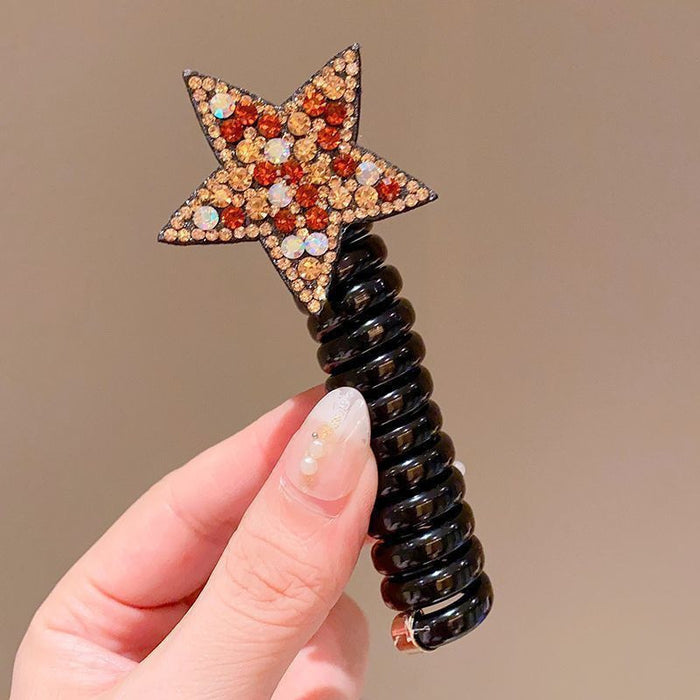 Wholesale Rhinestone Star Polyurethane Phone Cord Children's Hair Tie JDC-HS-Yiyan004