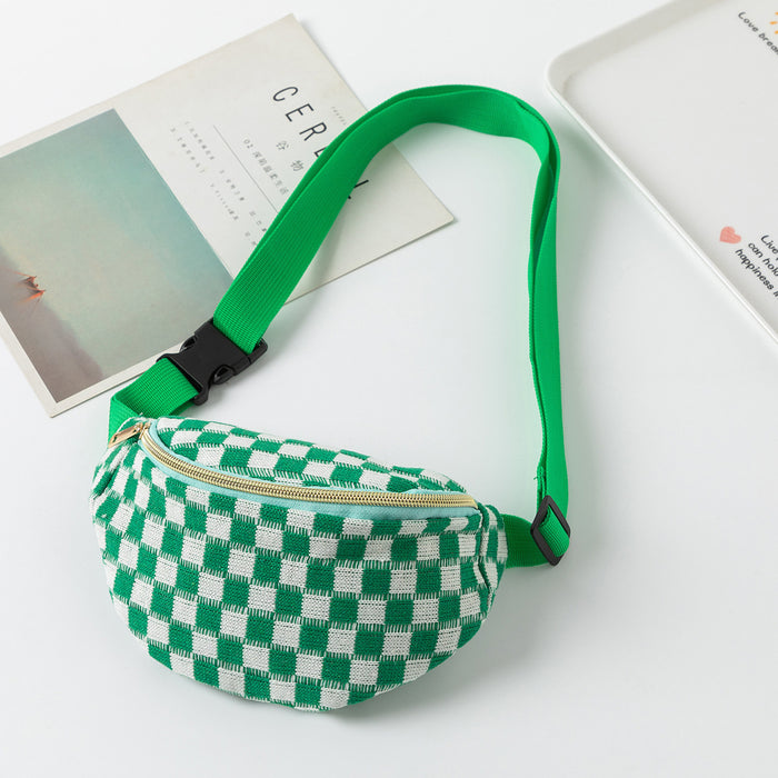 Wholesale Plaid Adjustable Storage Waist Bag,  Unisex Sports and Fitness Bag