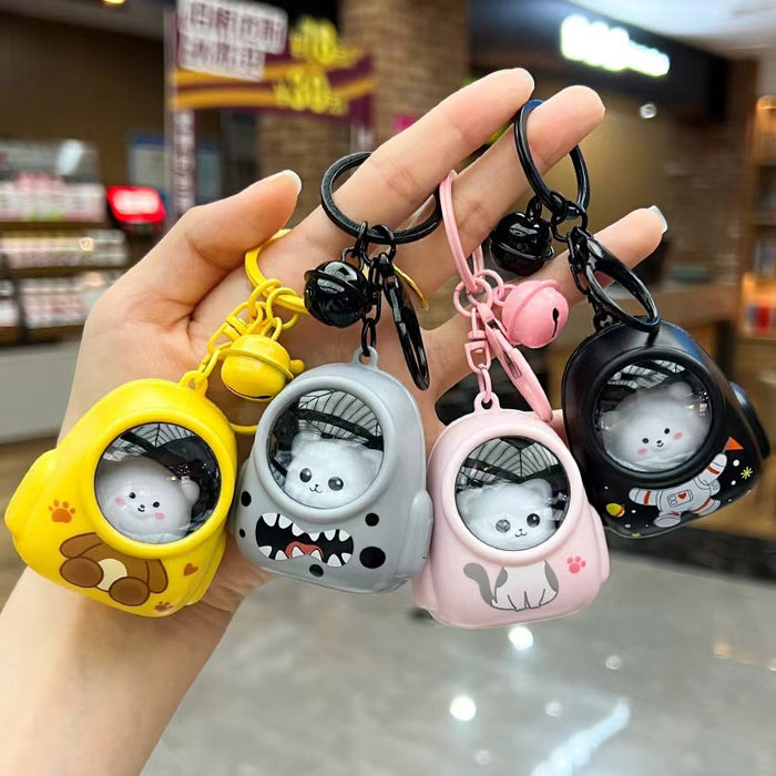 Wholesale Cartoon Luminous Backpack Kitten Bear Keychain Pendant Student Schoolbag Hanging Nightlight Children's Toy Engraving