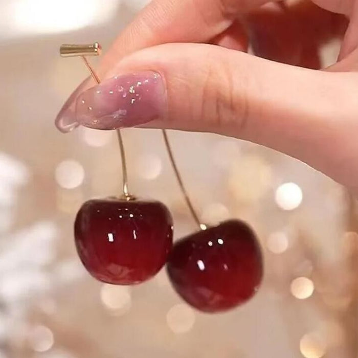 Wholesale Plastic Resin Cherry Drop Earrings Sweet Style Fashion Earrings