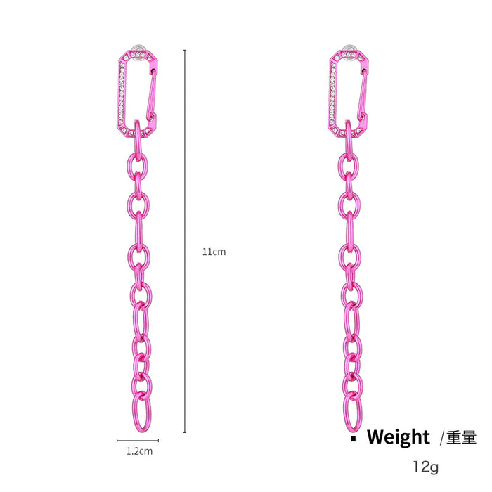 Wholesale Earrings Alloy Pink Thick Chain Necklace Bracelet Necklace Set MOQ≥2 JDC-ES-kenj012