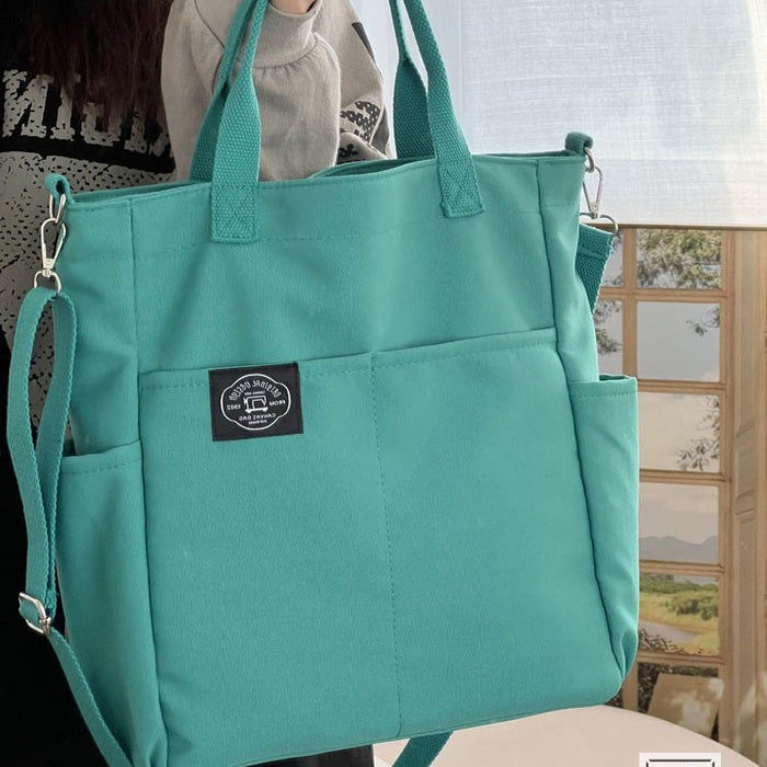 Wholesale Zipper multi-pocket casual versatile one-shoulder crossbody canvas student literary tote bag