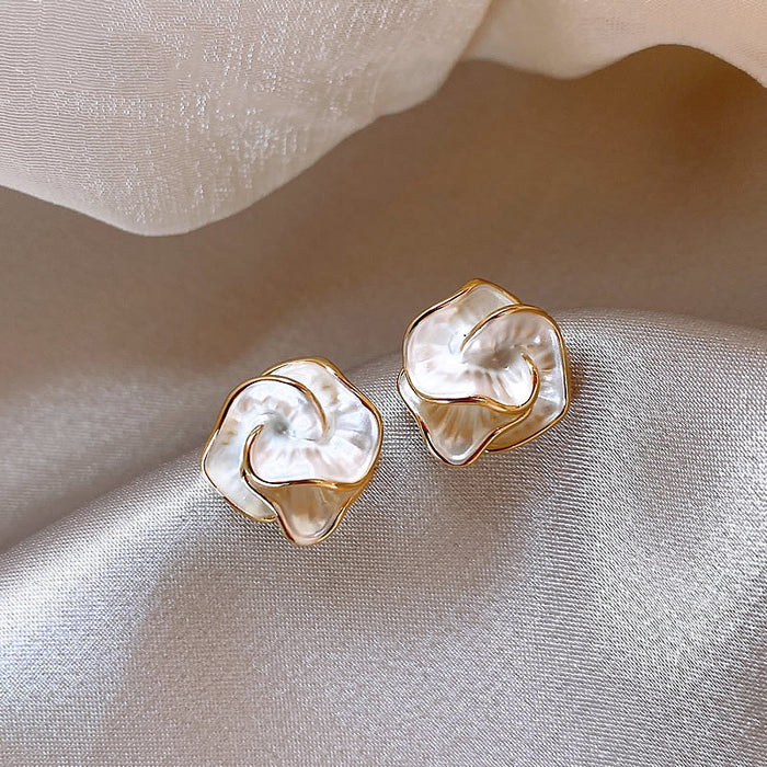 Wholesale Silver Needle Light Luxury Camellia Earrings Women's Cold Style Earrings