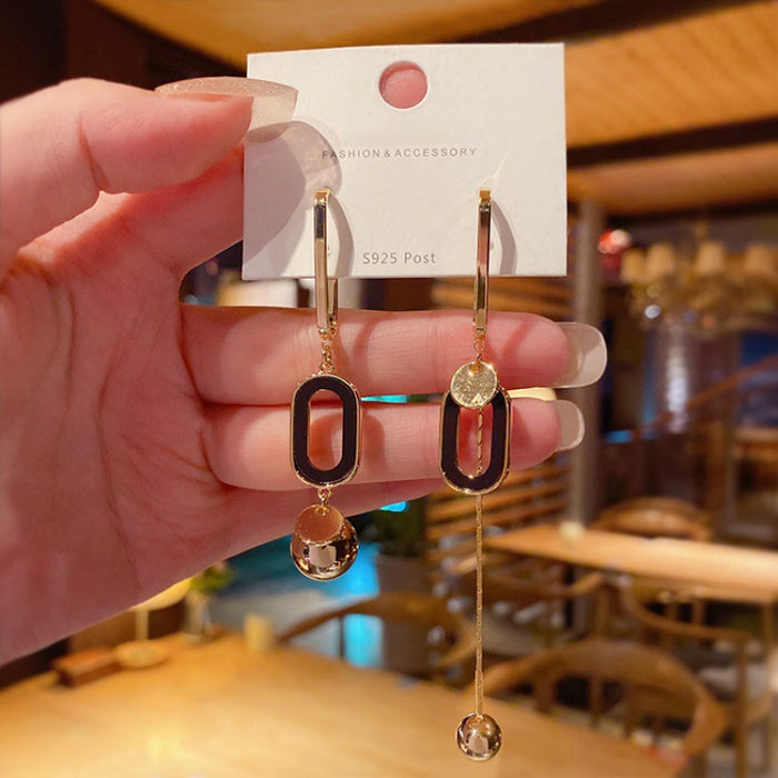 Wholesale  Long Geometric Asymmetric Earrings Women's Simple All-match  Elegant Tassel Earrings