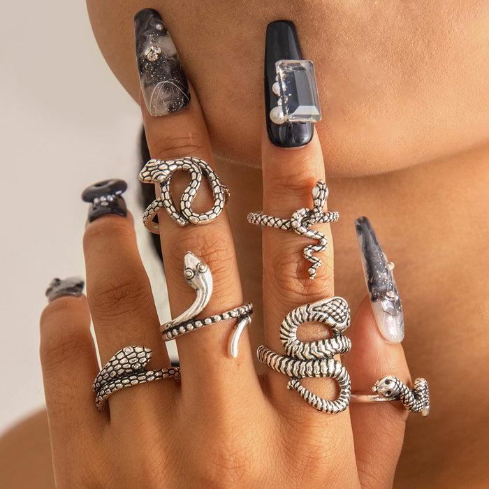 Wholesale Dark Heart 9-Piece Ring Set Punk Style Fashion Jewelry Accessory MOQ≥2