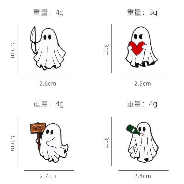 Wholesale Alloy Brooch With Baking Paint Rhinestone Dark Series Ghost Pumpkin Demon Cartoon Design Trendy Gift