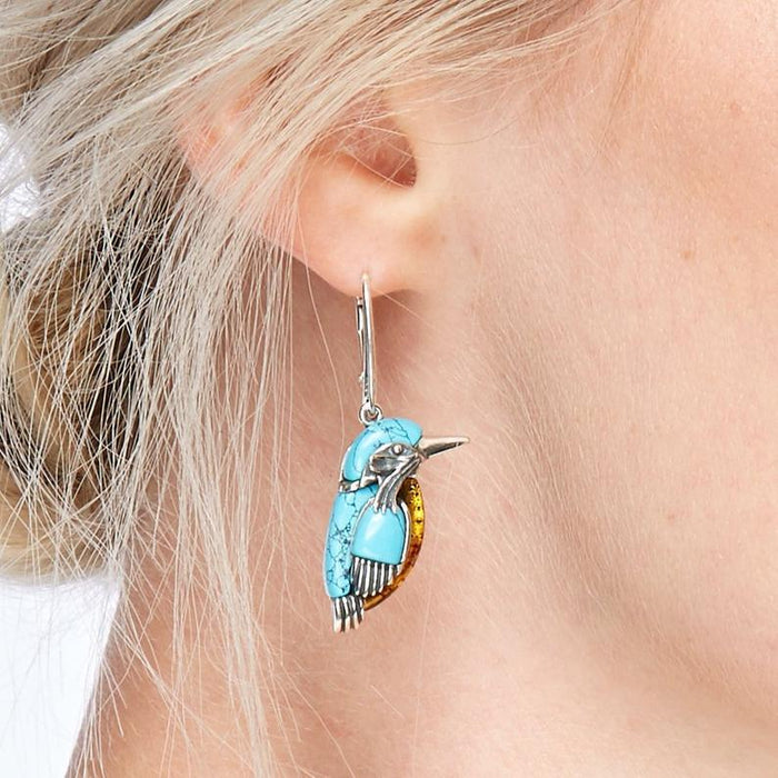 Wholesale Earrings Alloy Vintage Turquoise Bird MOQ≥2pairs JDC-ES-NiM004