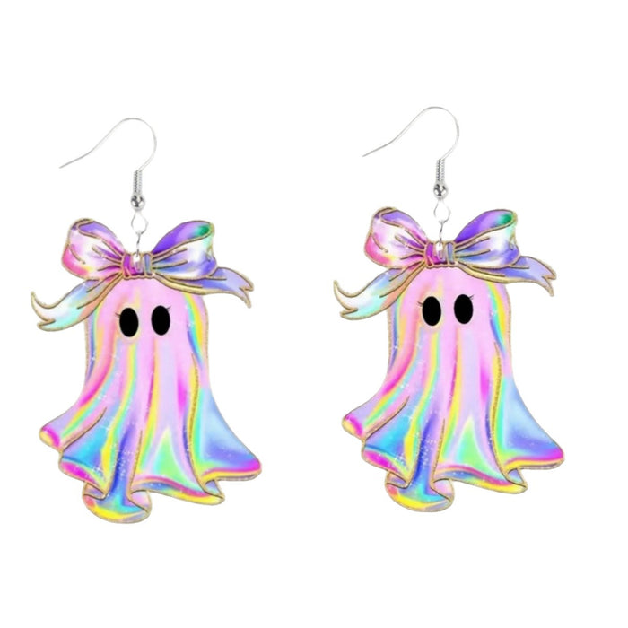 Wholesale Halloween Acrylic Ghost  Earrings Cartoon Print Party Jewelry Accessory MOQ≥2