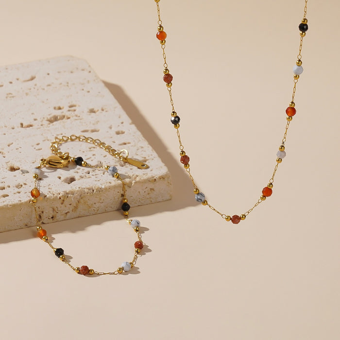 Wholesale Natural Stone Necklace Women' s 18K Gold Plated Necklace Clavicle Chain Jewelry