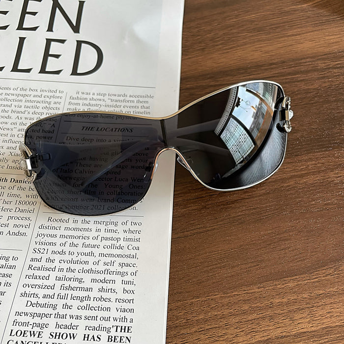 Wholesale Metal large box retro diamond inlaid sunglasses street photography sunglasses UV resistant glasses