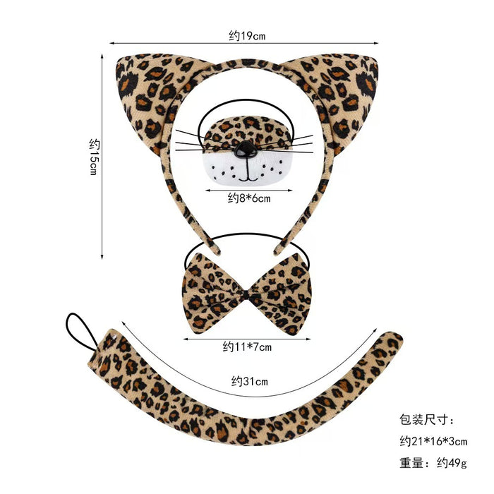 Wholesale Leopard Print Cat Ears Headband Set  Masquerade Cute Animal Ear Party Fashion Accessory Boutique Resale