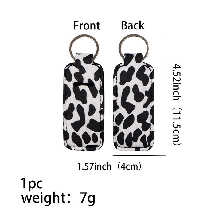 Wholesale Leopard Lipstick Set Heat Transfer Keychain