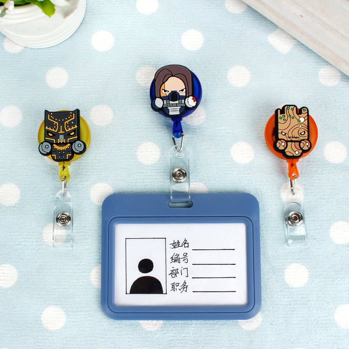 Wholesale Cartoon Badge Scroll Retractable Plastic Keychain JDC-KC-LuoKe002