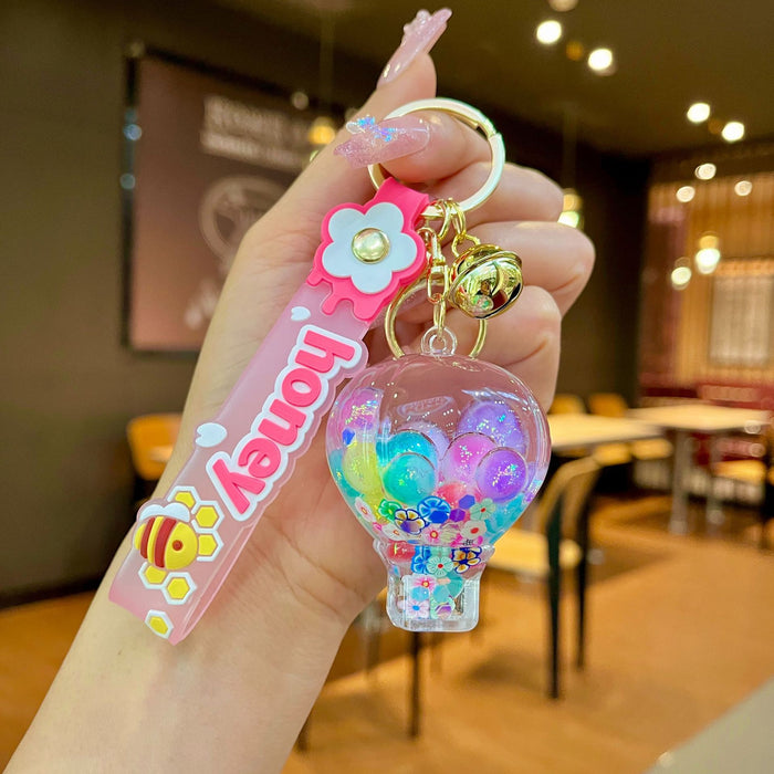 Wholesale Acrylic Crystal Luminous Hot Air Balloon Keychain JDC-KC-JinM009