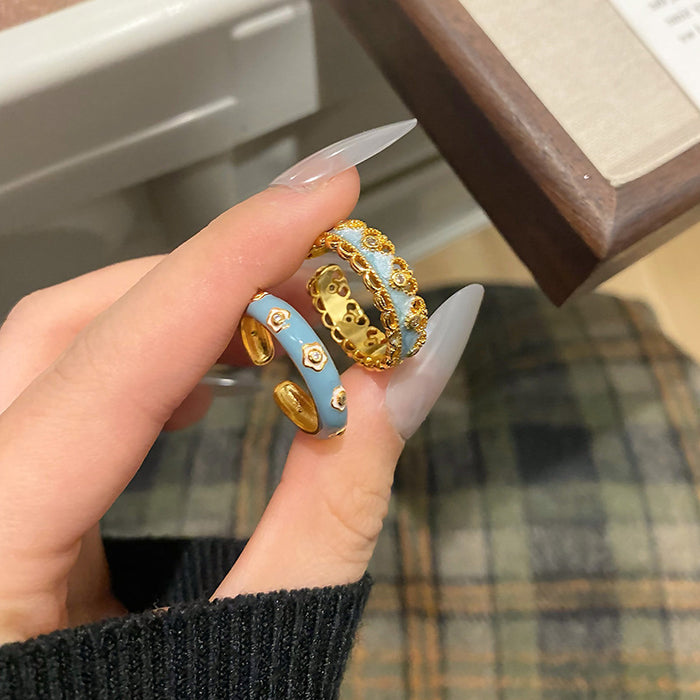 Wholesale Light Luxury Versatile Exquisite Drip Oil Ring Open Ring