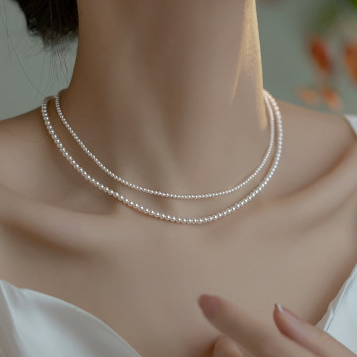 Wholesale 2mm Ultra-fine  Millet Pearl Necklace Women's Accessible  Clavicle Necklace