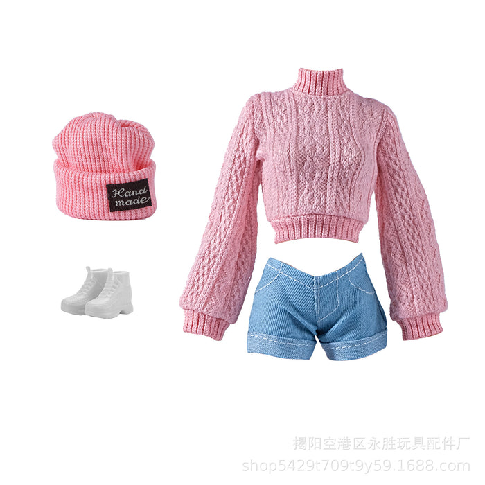 Wholesale Doll dress-up cardigan  hat and shorts set
